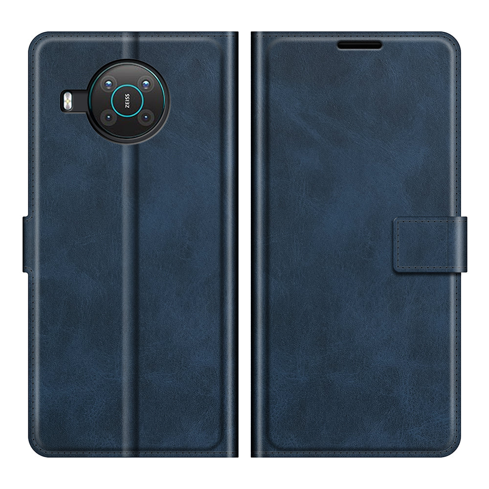 Leather Wallet Stand Protective Case Magnetic Square Clasp Cover for Nokia X10 / Nokia X20