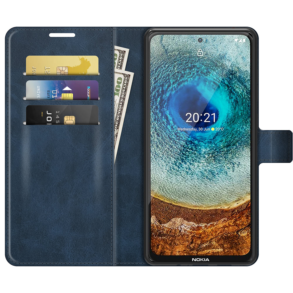 Leather Wallet Stand Protective Case Magnetic Square Clasp Cover for Nokia X10 / Nokia X20