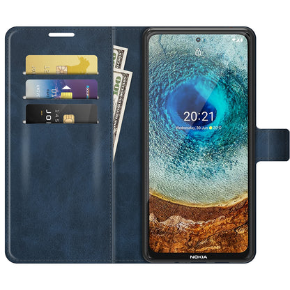 Leather Wallet Stand Protective Case Magnetic Square Clasp Cover for Nokia X10 / Nokia X20