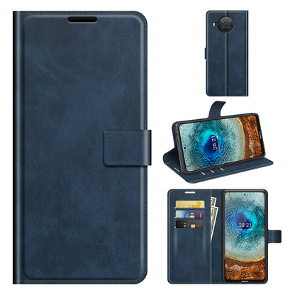 Leather Wallet Stand Protective Case Magnetic Square Clasp Cover for Nokia X10 / Nokia X20