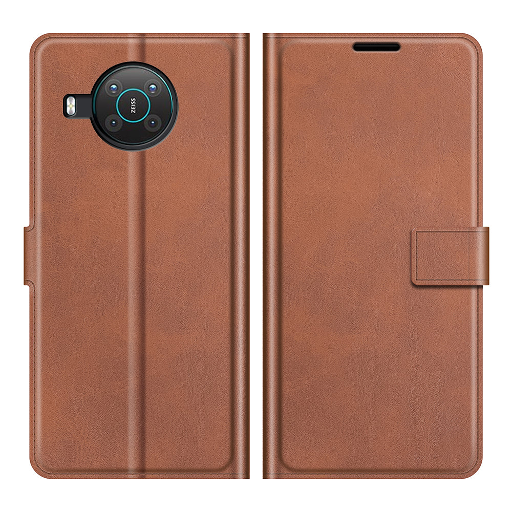 Leather Wallet Stand Protective Case Magnetic Square Clasp Cover for Nokia X10 / Nokia X20
