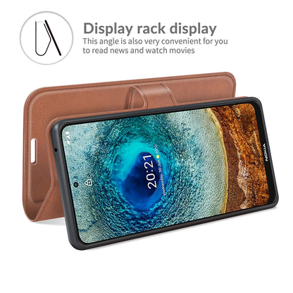 Leather Wallet Stand Protective Case Magnetic Square Clasp Cover for Nokia X10 / Nokia X20