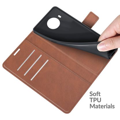 Leather Wallet Stand Protective Case Magnetic Square Clasp Cover for Nokia X10 / Nokia X20