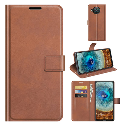 Leather Wallet Stand Protective Case Magnetic Square Clasp Cover for Nokia X10 / Nokia X20
