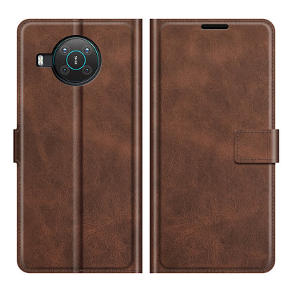 Leather Wallet Stand Protective Case Magnetic Square Clasp Cover for Nokia X10 / Nokia X20