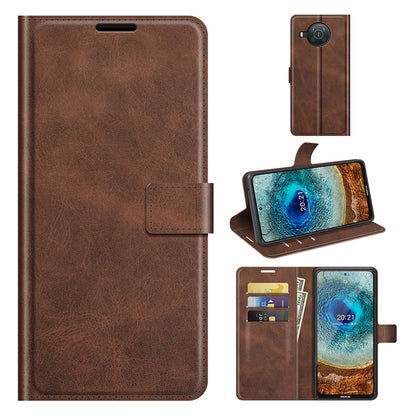 Leather Wallet Stand Protective Case Magnetic Square Clasp Cover for Nokia X10 / Nokia X20