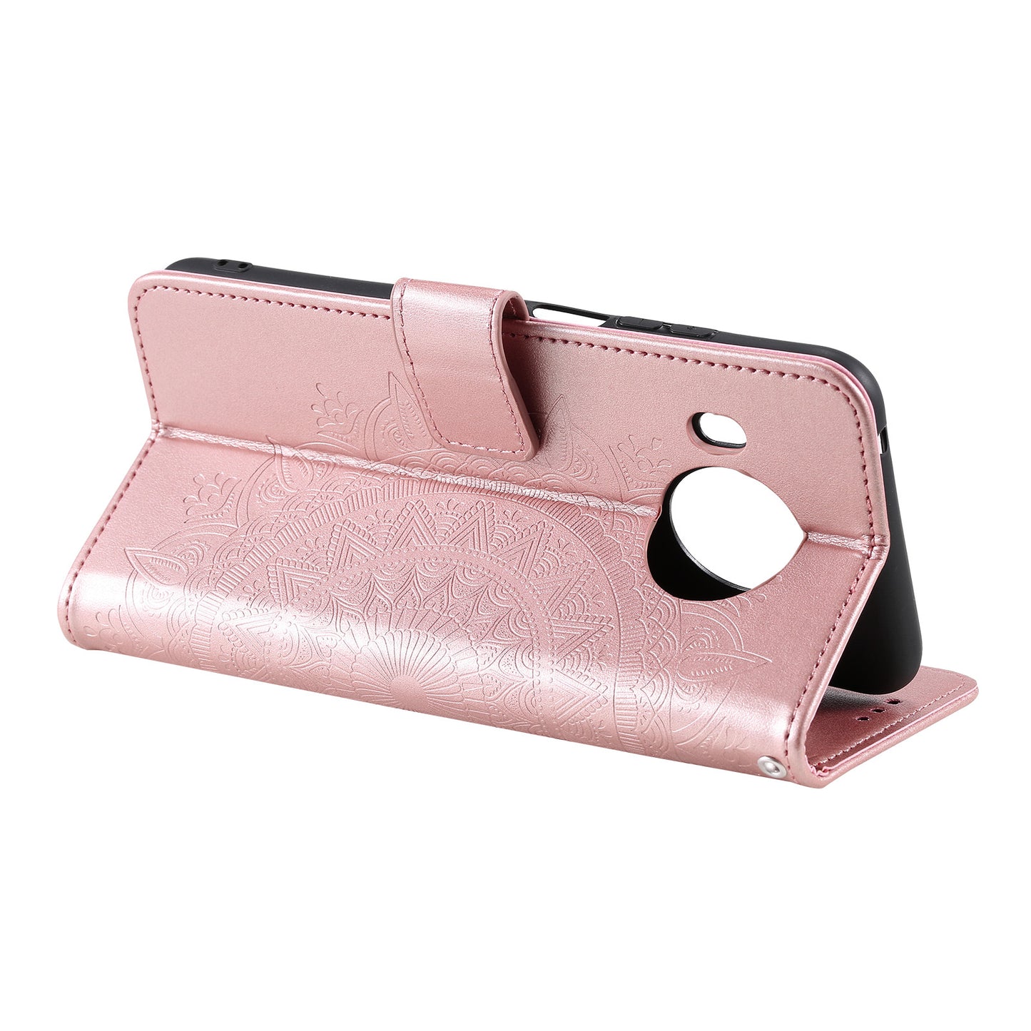 Imprinted Mandala Totem Pattern PU Leather Wallet Cover Case with Strap for Nokia X20