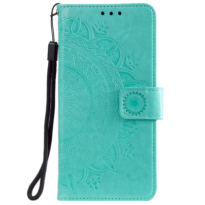Imprinted Mandala Totem Pattern PU Leather Wallet Cover Case with Strap for Nokia X20