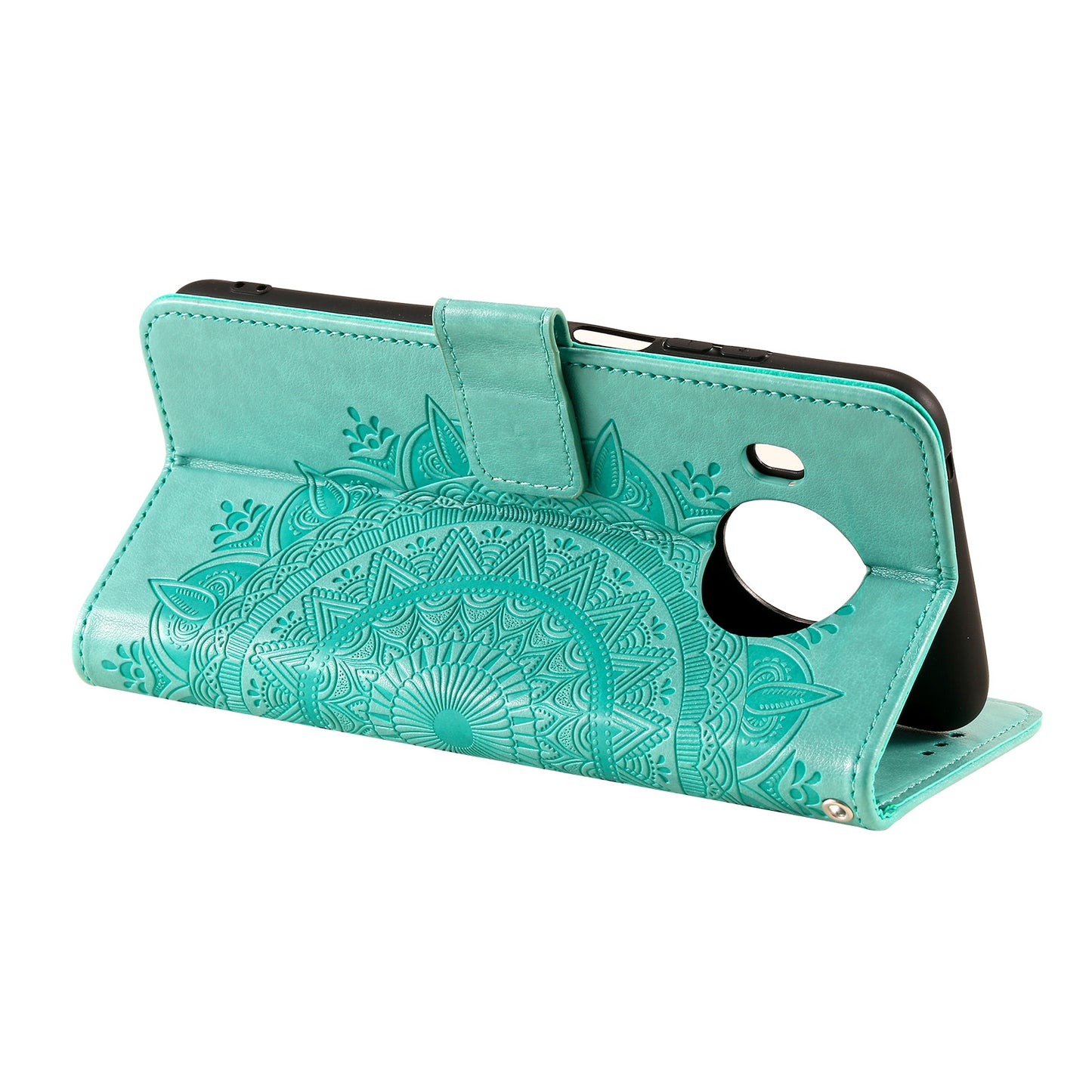 Imprinted Mandala Totem Pattern PU Leather Wallet Cover Case with Strap for Nokia X20