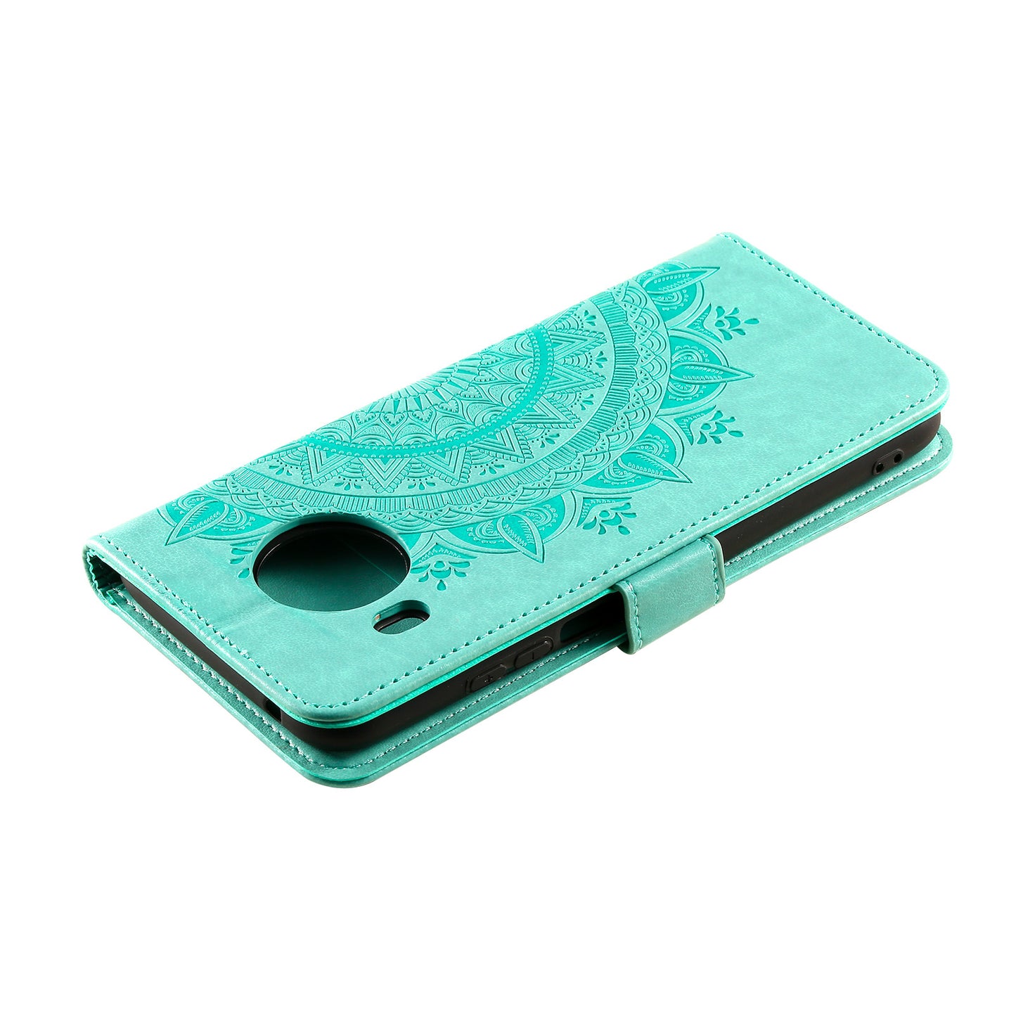 Imprinted Mandala Totem Pattern PU Leather Wallet Cover Case with Strap for Nokia X20