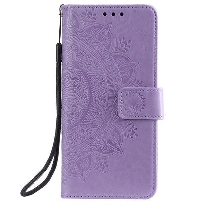 Imprinted Mandala Totem Pattern PU Leather Wallet Cover Case with Strap for Nokia X20