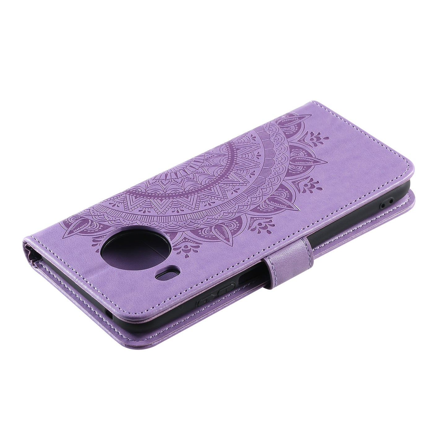 Imprinted Mandala Totem Pattern PU Leather Wallet Cover Case with Strap for Nokia X20