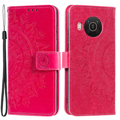 Imprinted Mandala Totem Pattern PU Leather Wallet Cover Case with Strap for Nokia X20