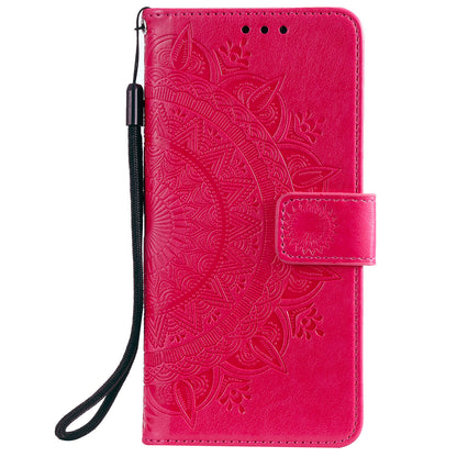 Imprinted Mandala Totem Pattern PU Leather Wallet Cover Case with Strap for Nokia X20