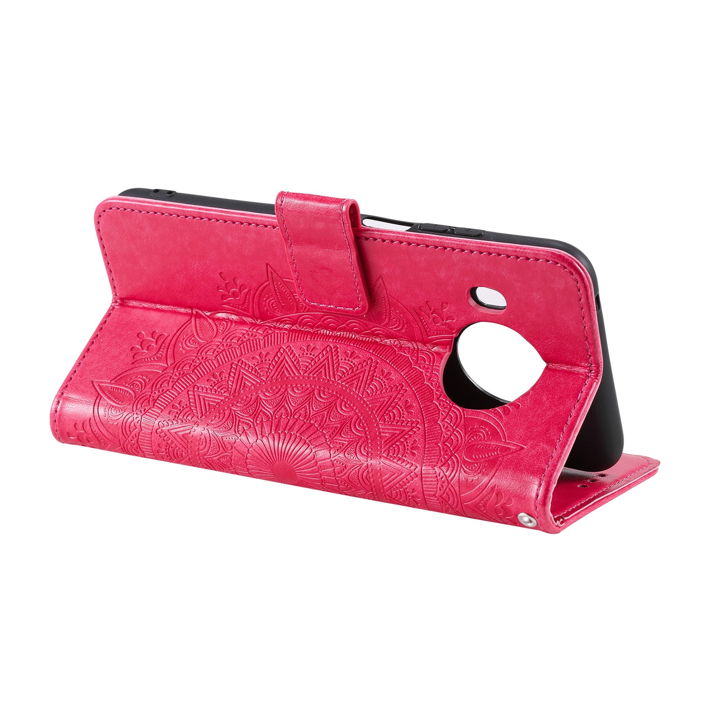 Imprinted Mandala Totem Pattern PU Leather Wallet Cover Case with Strap for Nokia X20