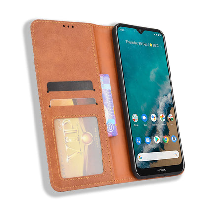 Retro Textured Surface For Nokia G50 Phone Leather Case Shockproof Leather Phone Wallet Stand Cover