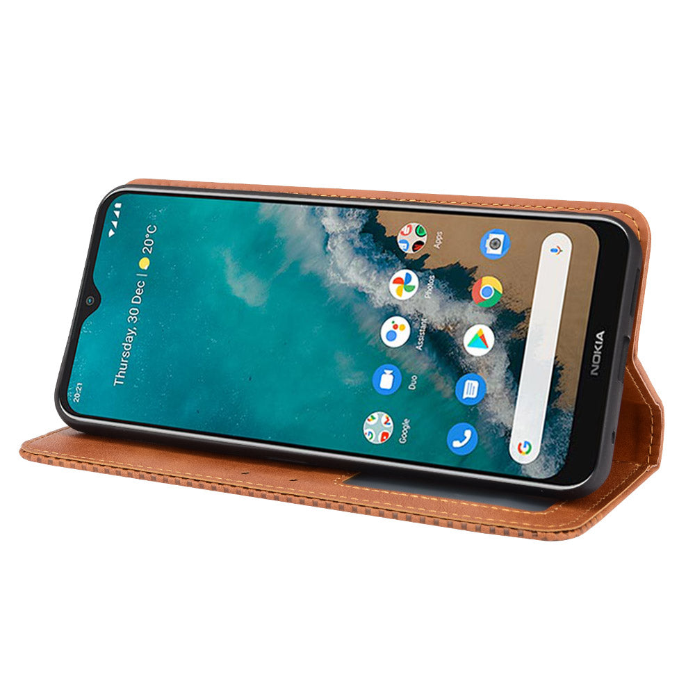 Retro Textured Surface For Nokia G50 Phone Leather Case Shockproof Leather Phone Wallet Stand Cover
