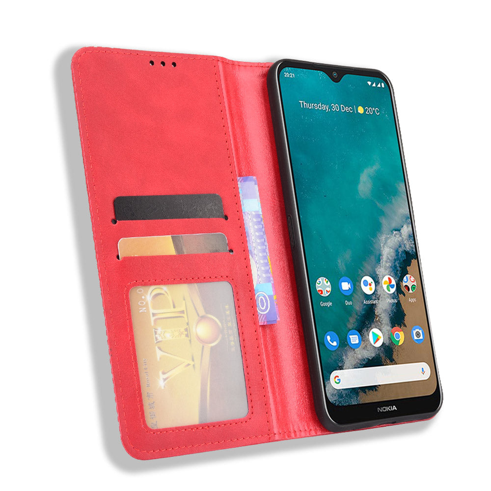 Retro Textured Surface For Nokia G50 Phone Leather Case Shockproof Leather Phone Wallet Stand Cover