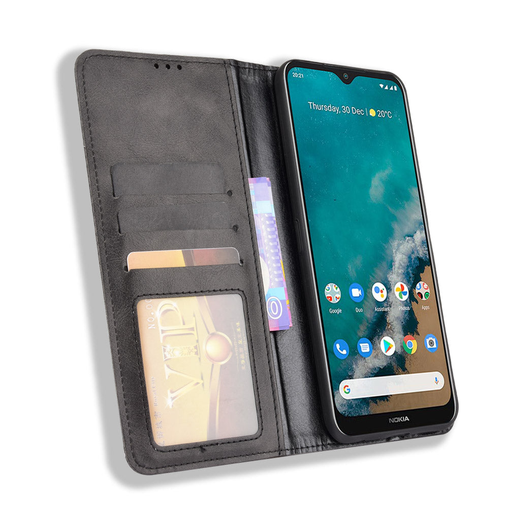 Retro Textured Surface For Nokia G50 Phone Leather Case Shockproof Leather Phone Wallet Stand Cover