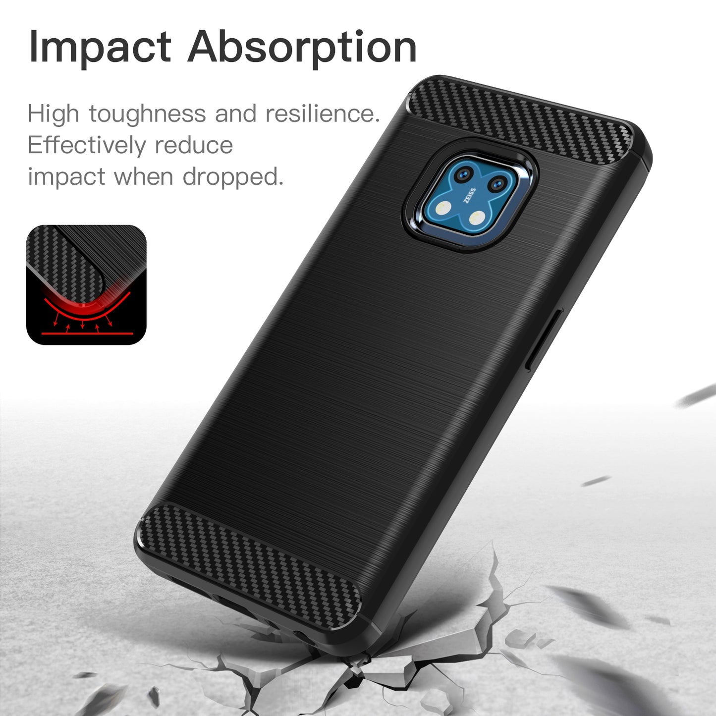 1.8mm Carbon Fiber Texture Brushed Surface TPU Case Freely Twisted Super Thin Phone Cover for Nokia XR20
