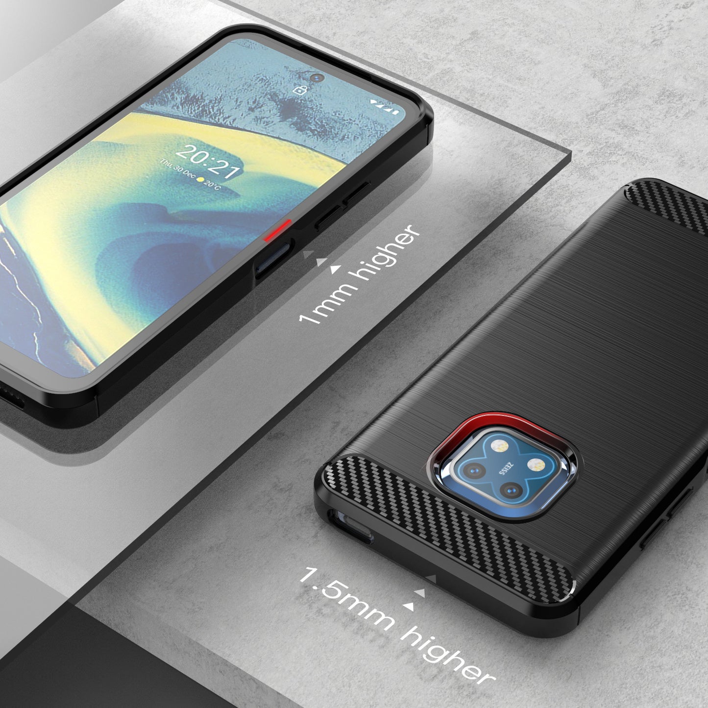 1.8mm Carbon Fiber Texture Brushed Surface TPU Case Freely Twisted Super Thin Phone Cover for Nokia XR20