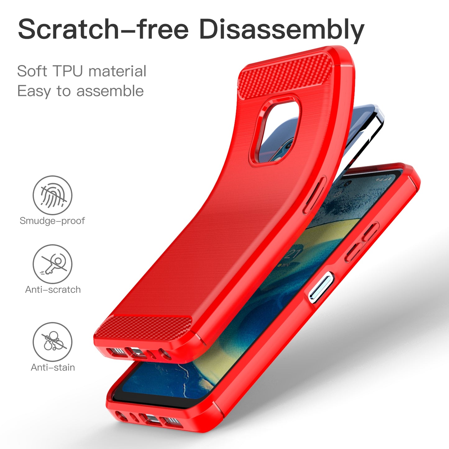 1.8mm Carbon Fiber Texture Brushed Surface TPU Case Freely Twisted Super Thin Phone Cover for Nokia XR20