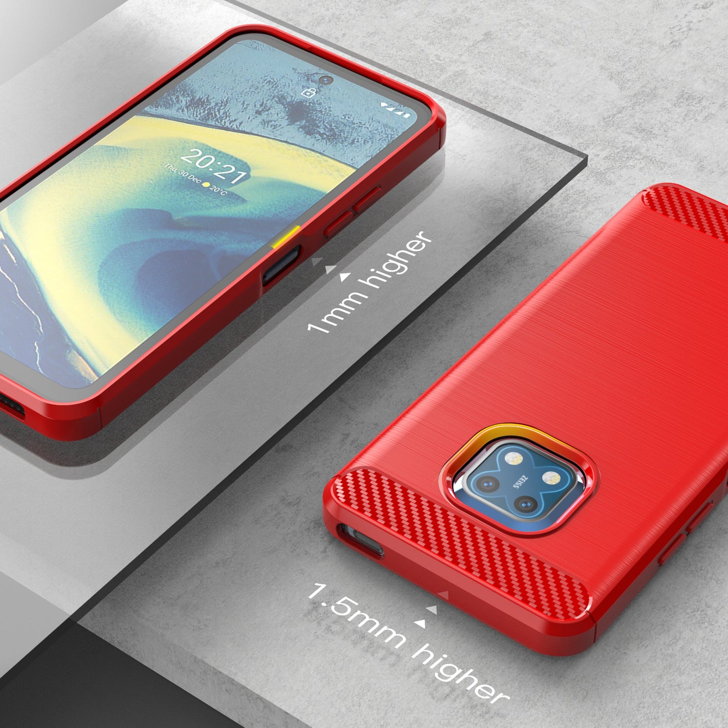 1.8mm Carbon Fiber Texture Brushed Surface TPU Case Freely Twisted Super Thin Phone Cover for Nokia XR20