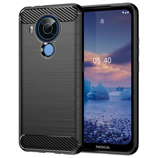 1.8mm Bendable TPU Case Carbon Fiber Texture Comfortable Touch Brushed Surface Heat-Dissipated Phone Cover for Nokia 5.4