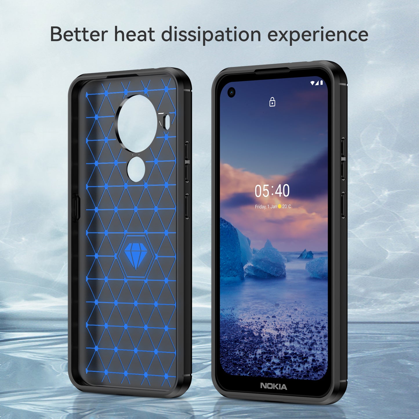 1.8mm Bendable TPU Case Carbon Fiber Texture Comfortable Touch Brushed Surface Heat-Dissipated Phone Cover for Nokia 5.4