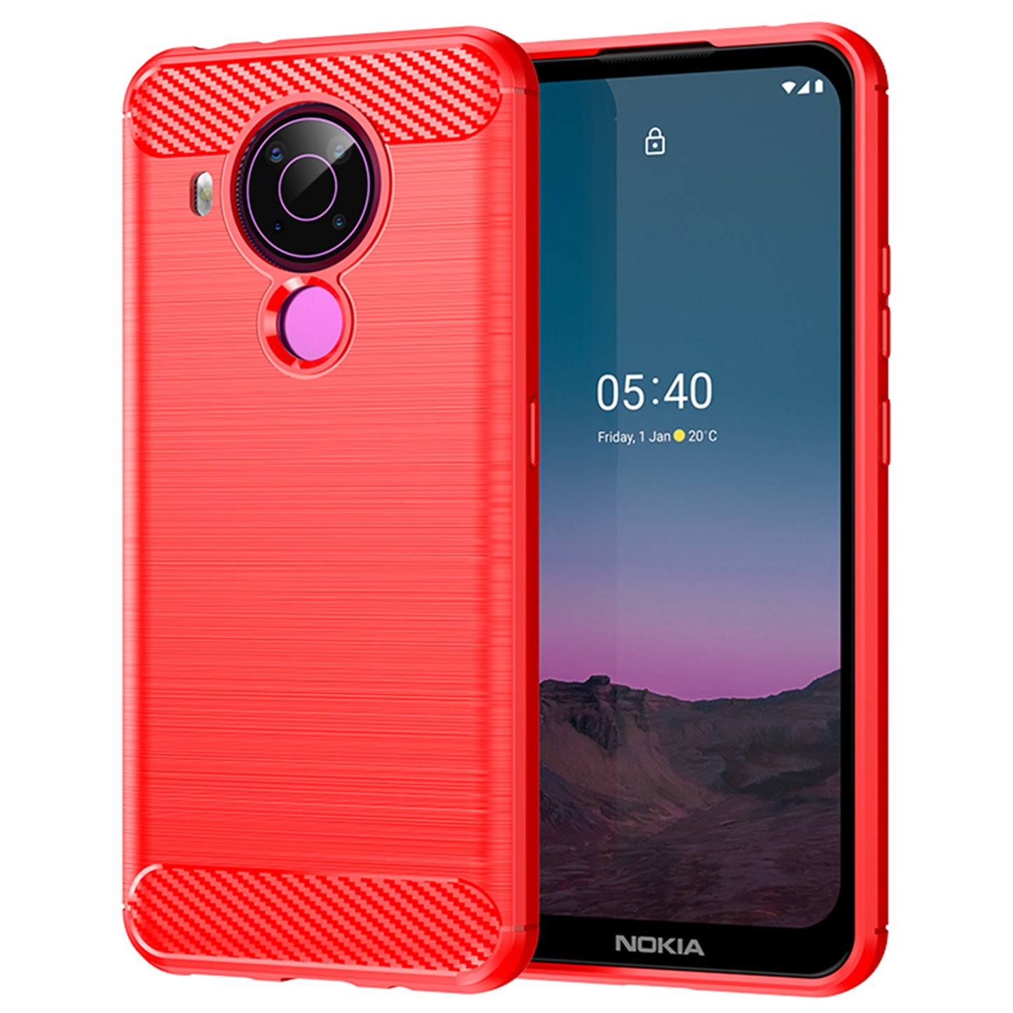 1.8mm Bendable TPU Case Carbon Fiber Texture Comfortable Touch Brushed Surface Heat-Dissipated Phone Cover for Nokia 5.4