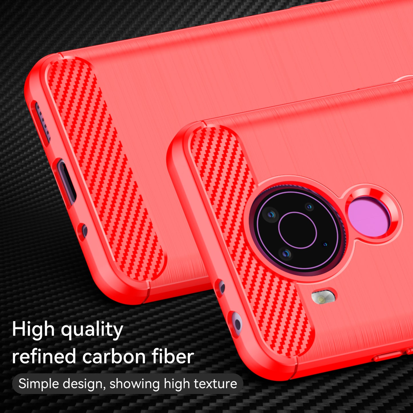 1.8mm Bendable TPU Case Carbon Fiber Texture Comfortable Touch Brushed Surface Heat-Dissipated Phone Cover for Nokia 5.4