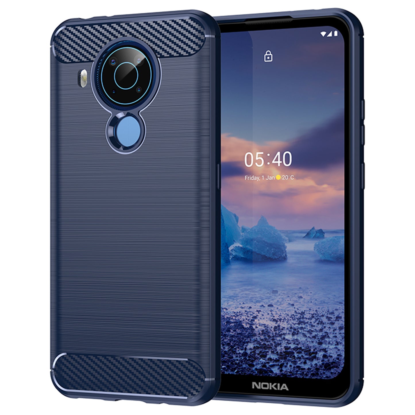 1.8mm Bendable TPU Case Carbon Fiber Texture Comfortable Touch Brushed Surface Heat-Dissipated Phone Cover for Nokia 5.4