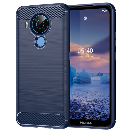 1.8mm Bendable TPU Case Carbon Fiber Texture Comfortable Touch Brushed Surface Heat-Dissipated Phone Cover for Nokia 5.4