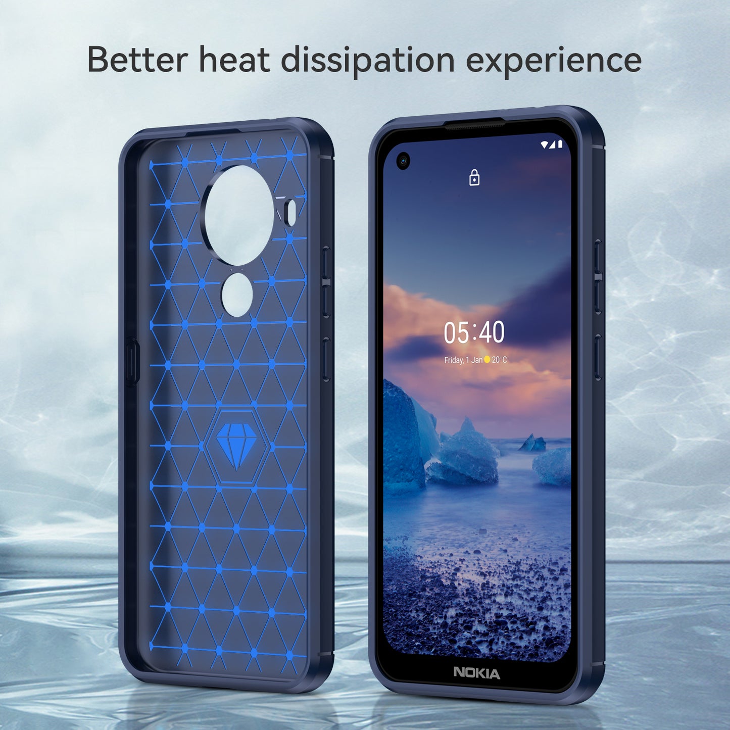 1.8mm Bendable TPU Case Carbon Fiber Texture Comfortable Touch Brushed Surface Heat-Dissipated Phone Cover for Nokia 5.4