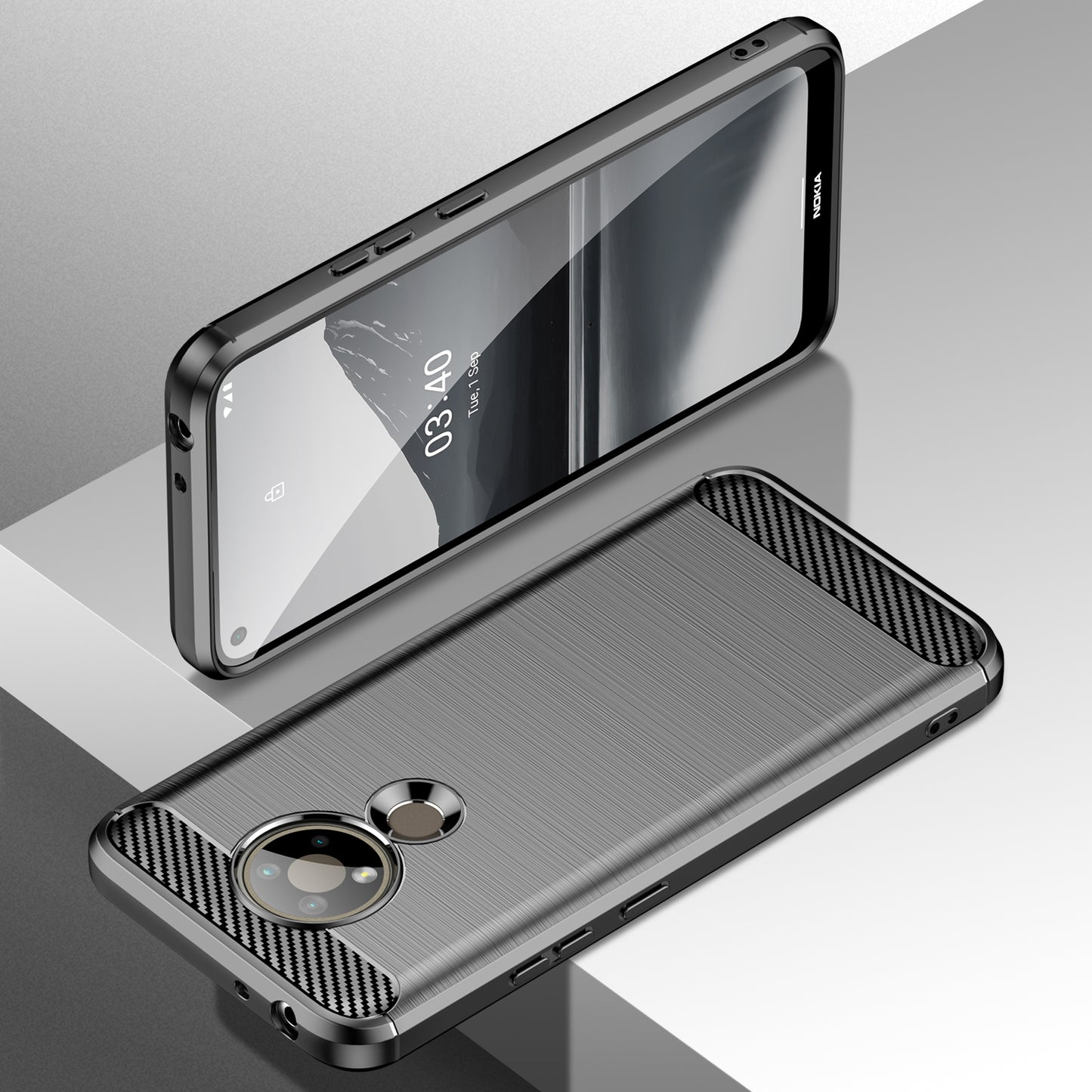 1.8mm Super Thin Carbon Fiber Texture Brushed Surface TPU Case Bendable Phone Cover for Nokia 3.4