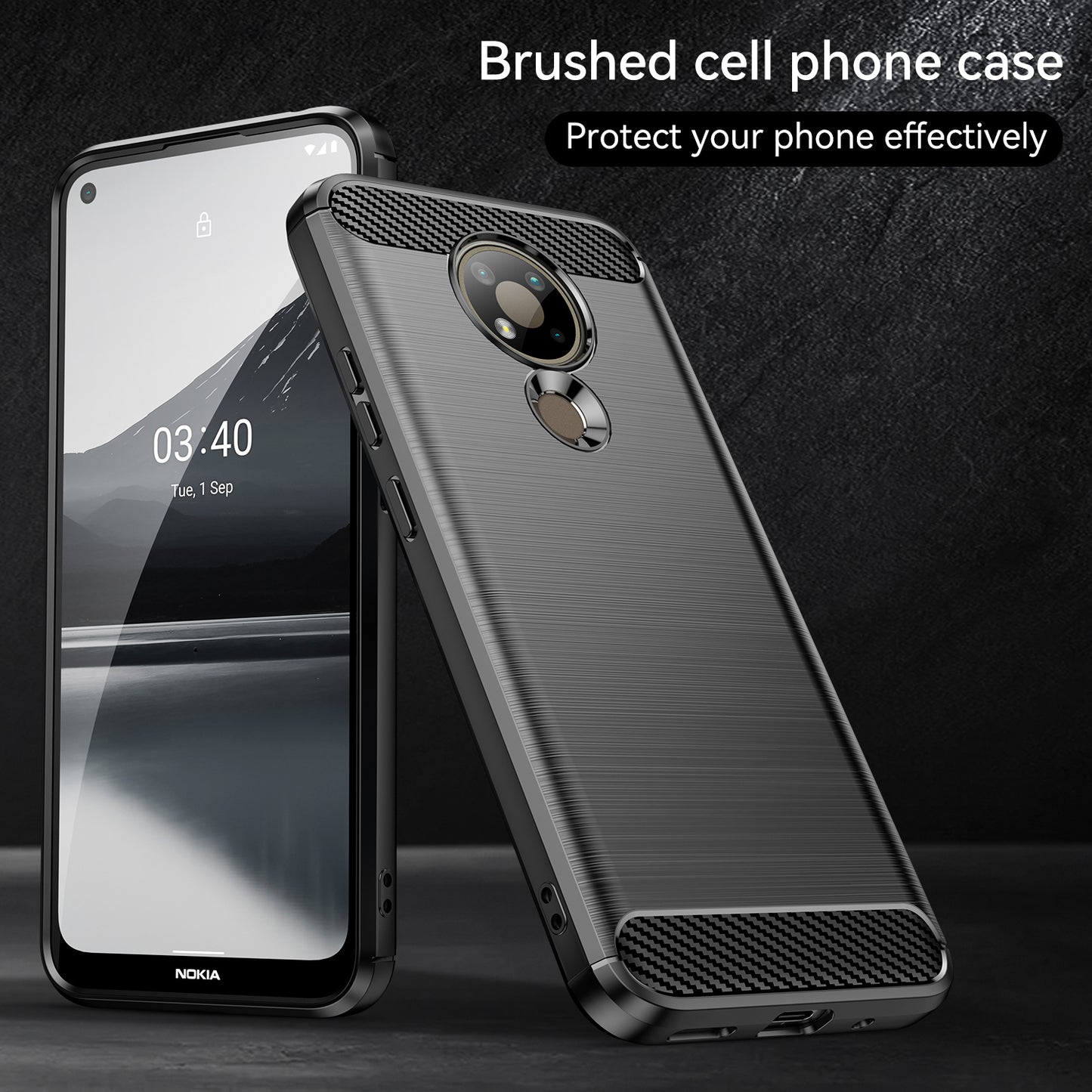 1.8mm Super Thin Carbon Fiber Texture Brushed Surface TPU Case Bendable Phone Cover for Nokia 3.4
