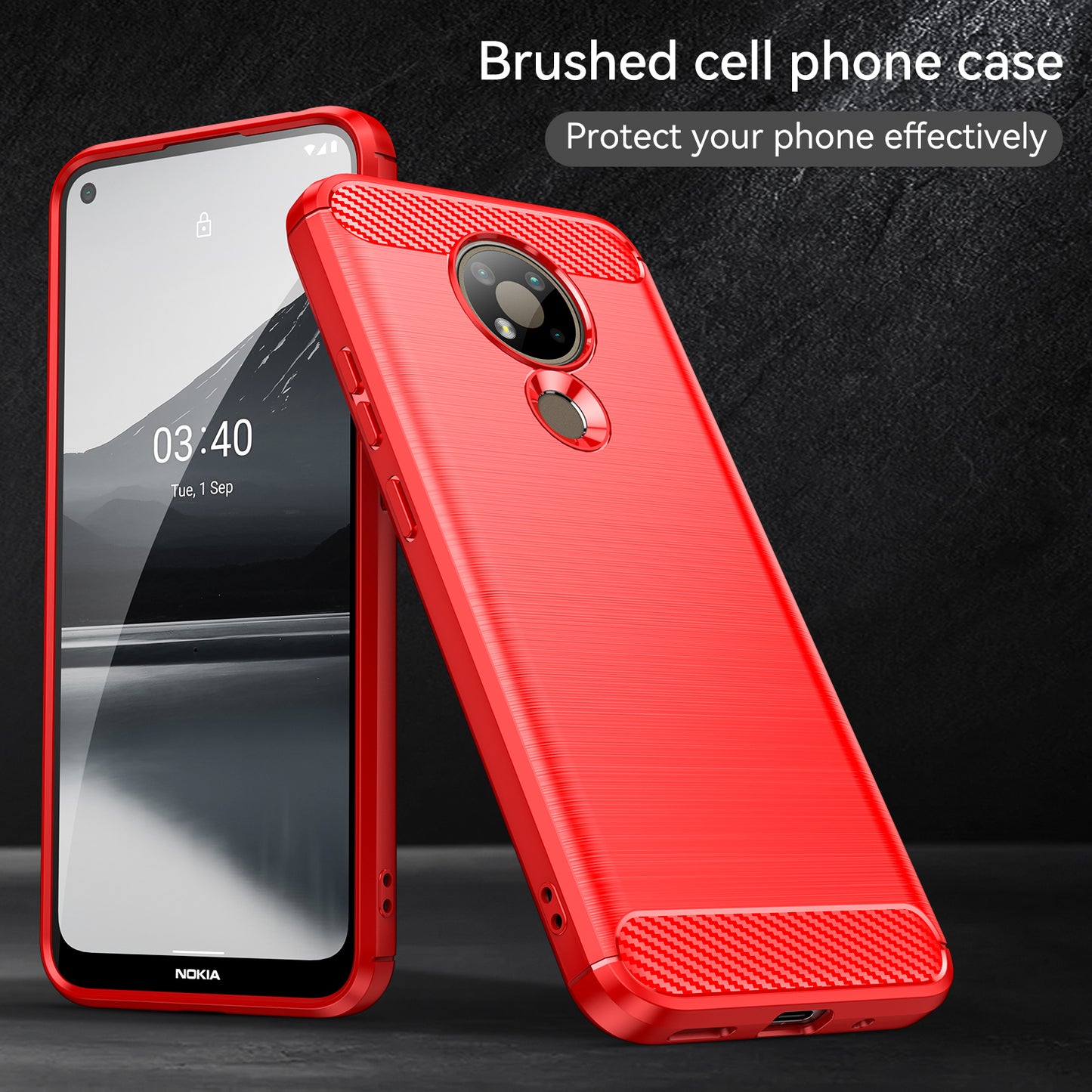 1.8mm Super Thin Carbon Fiber Texture Brushed Surface TPU Case Bendable Phone Cover for Nokia 3.4
