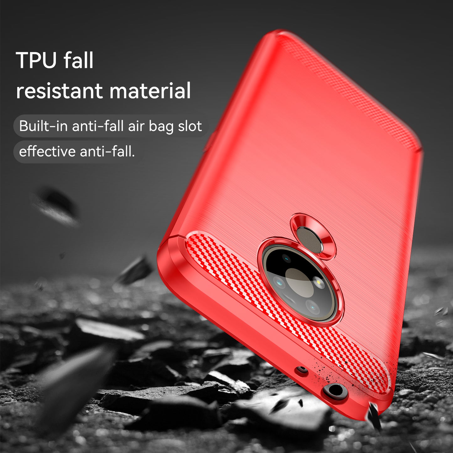 1.8mm Super Thin Carbon Fiber Texture Brushed Surface TPU Case Bendable Phone Cover for Nokia 3.4
