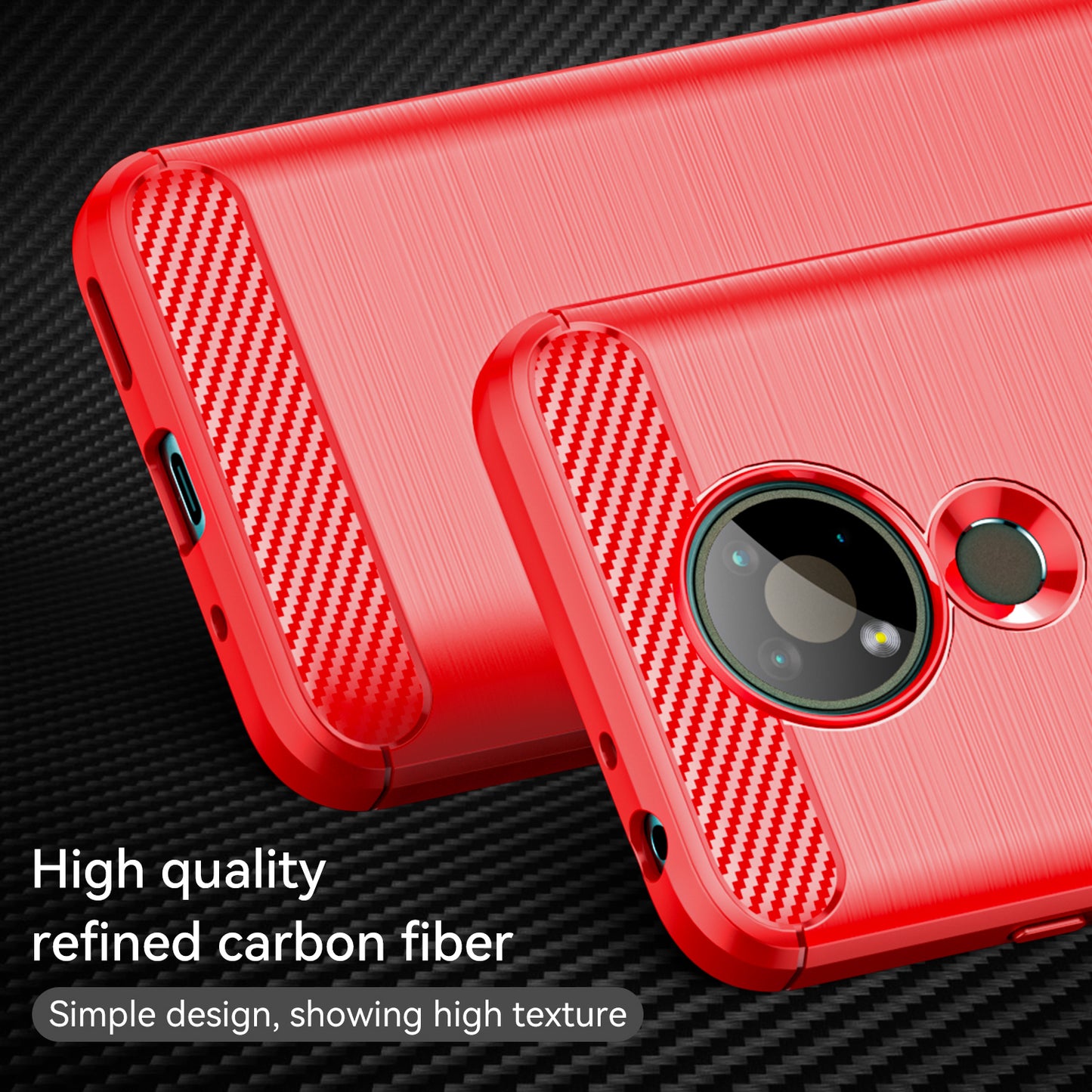 1.8mm Super Thin Carbon Fiber Texture Brushed Surface TPU Case Bendable Phone Cover for Nokia 3.4