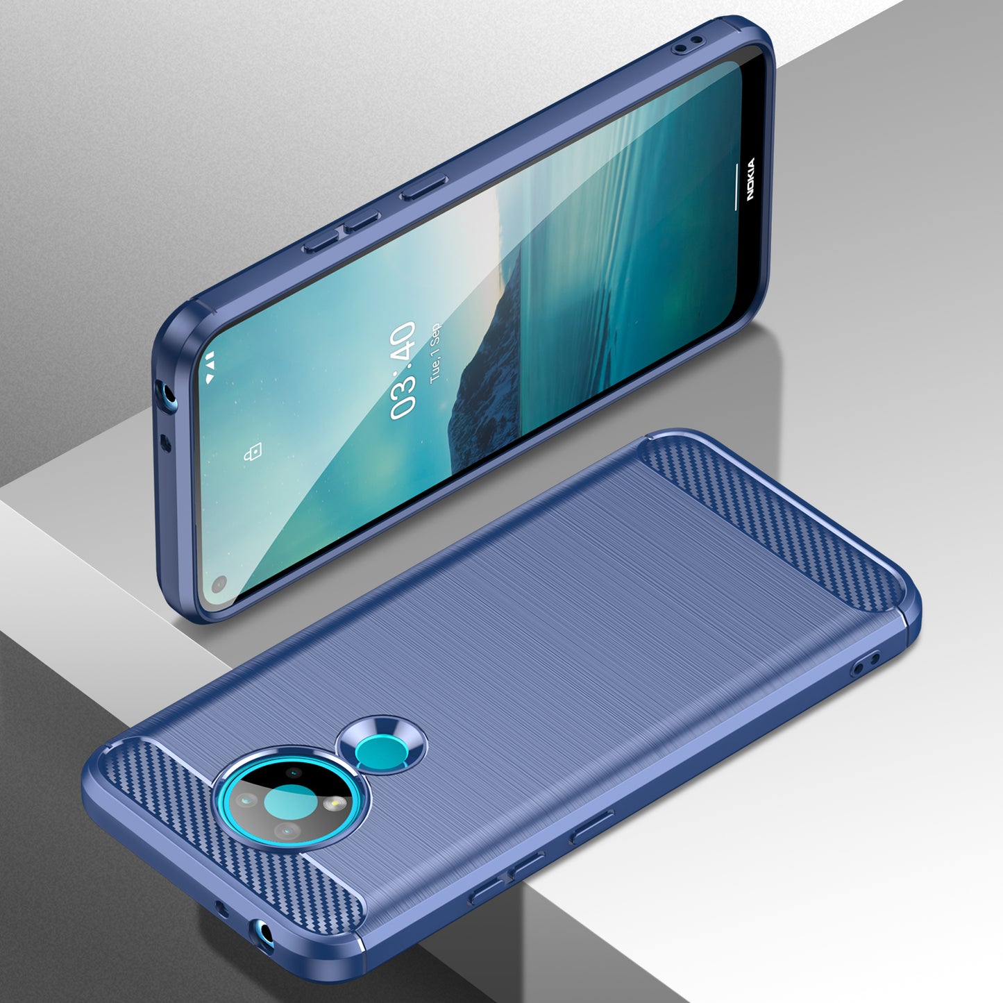 1.8mm Super Thin Carbon Fiber Texture Brushed Surface TPU Case Bendable Phone Cover for Nokia 3.4