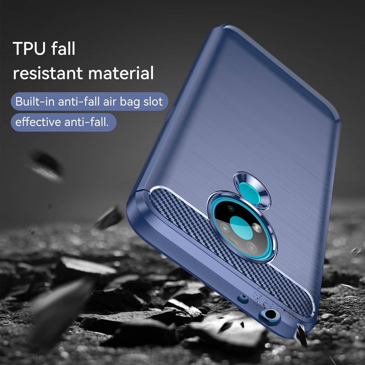1.8mm Super Thin Carbon Fiber Texture Brushed Surface TPU Case Bendable Phone Cover for Nokia 3.4