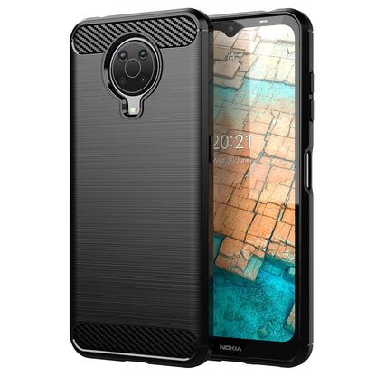 1.8mm Lightweight Brushed Surface TPU Back Case Carbon Fiber Texture Phone Protective Cover for Nokia G10/G20
