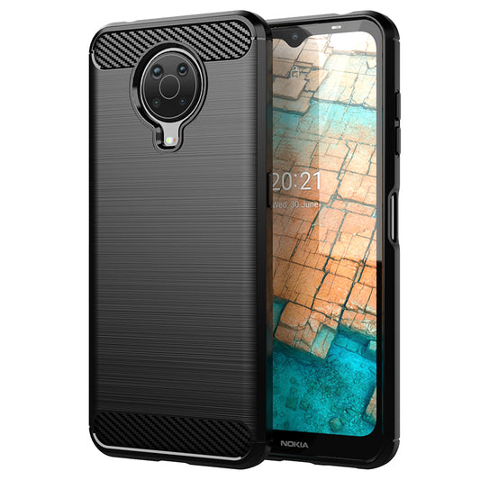 1.8mm Lightweight Brushed Surface TPU Back Case Carbon Fiber Texture Phone Protective Cover for Nokia G10/G20