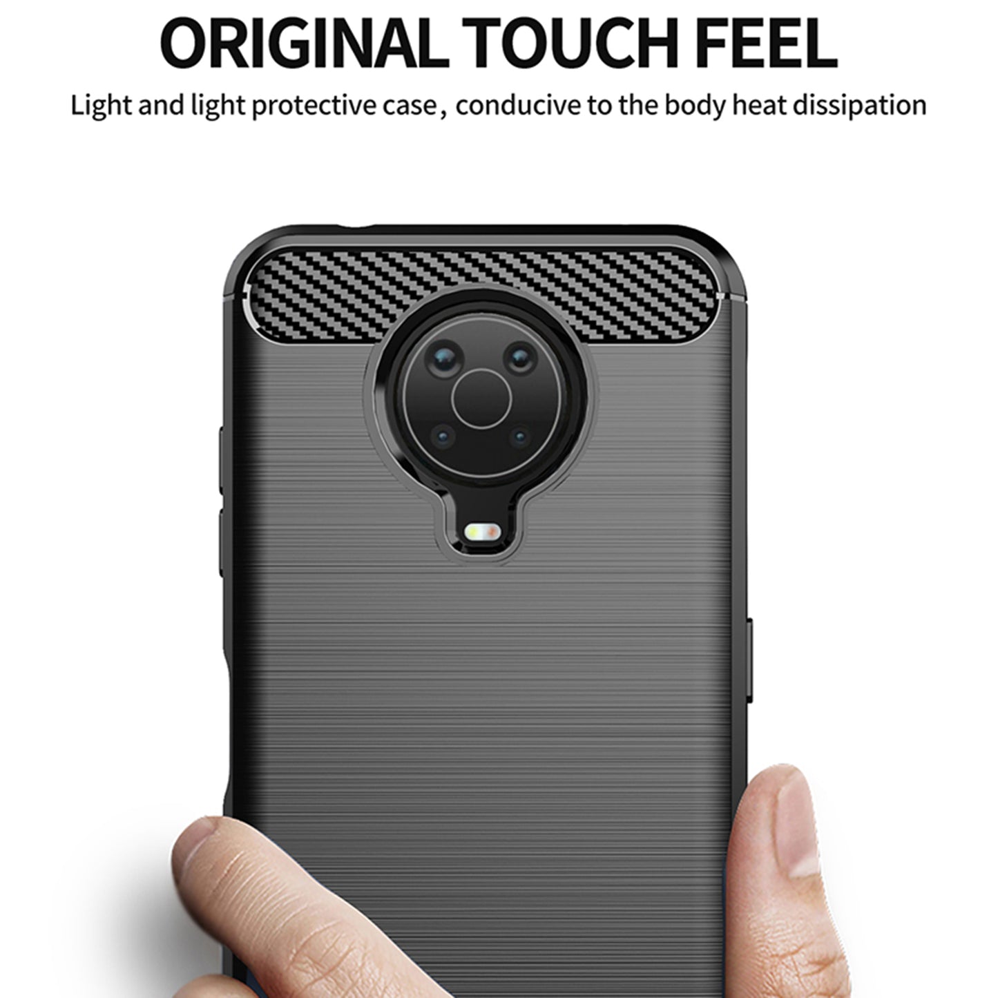 1.8mm Lightweight Brushed Surface TPU Back Case Carbon Fiber Texture Phone Protective Cover for Nokia G10/G20