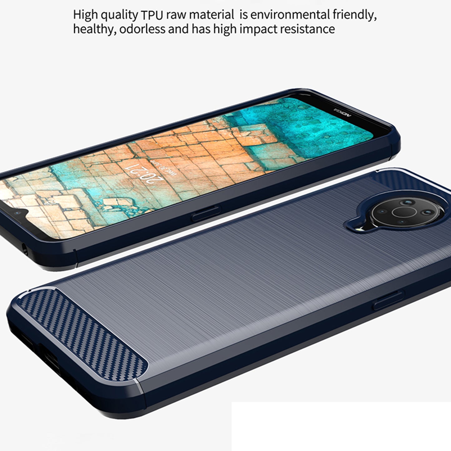 1.8mm Lightweight Brushed Surface TPU Back Case Carbon Fiber Texture Phone Protective Cover for Nokia G10/G20