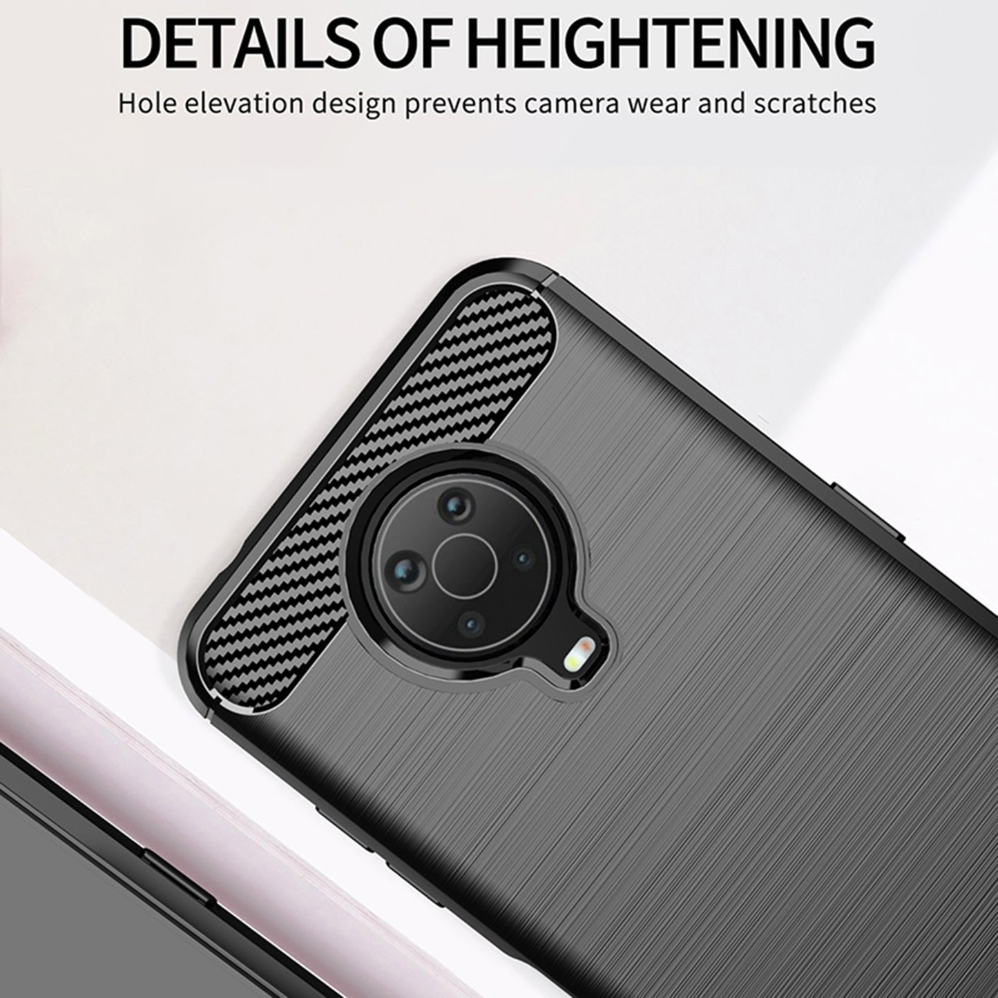 1.8mm Lightweight Brushed Surface TPU Back Case Carbon Fiber Texture Phone Protective Cover for Nokia G10/G20