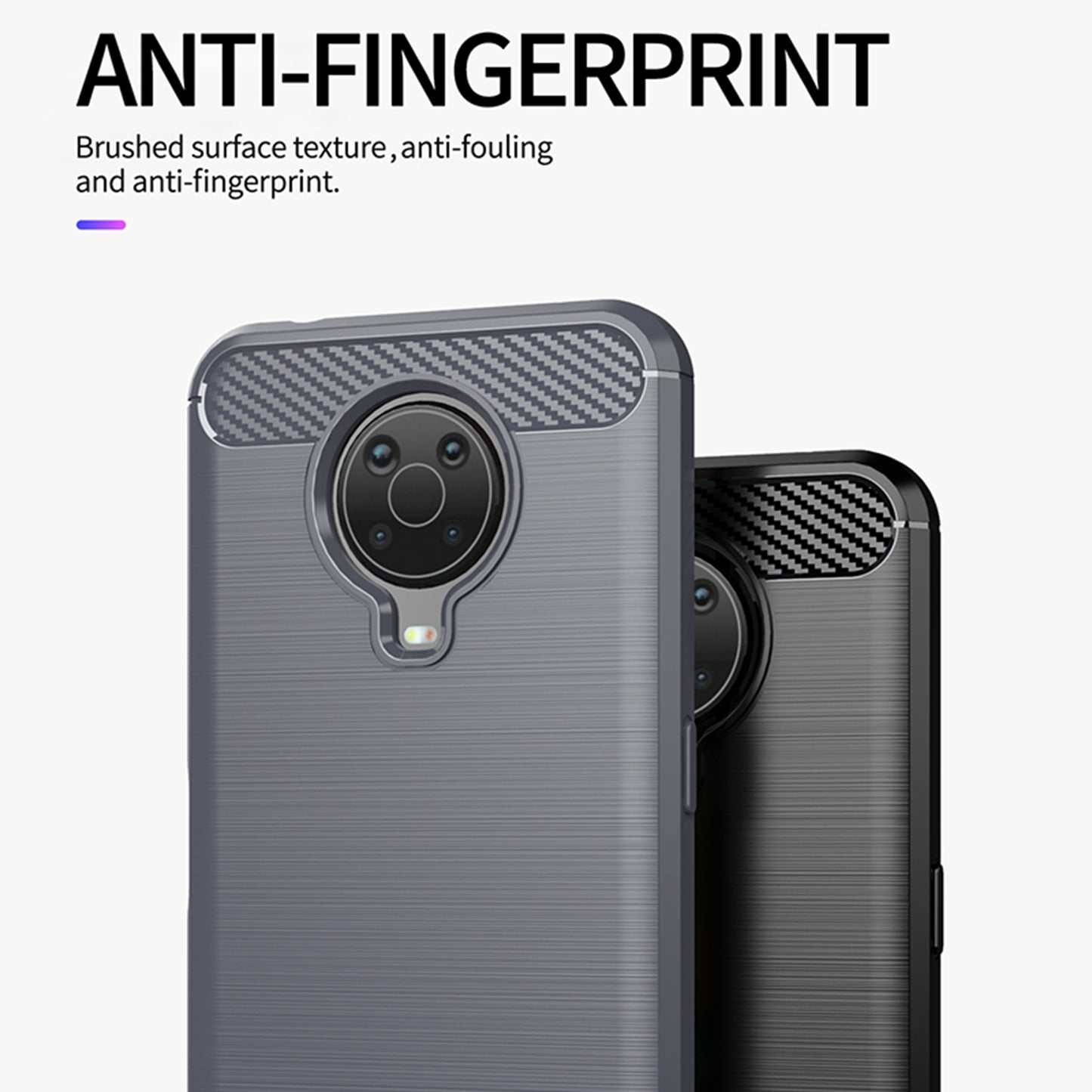 1.8mm Lightweight Brushed Surface TPU Back Case Carbon Fiber Texture Phone Protective Cover for Nokia G10/G20
