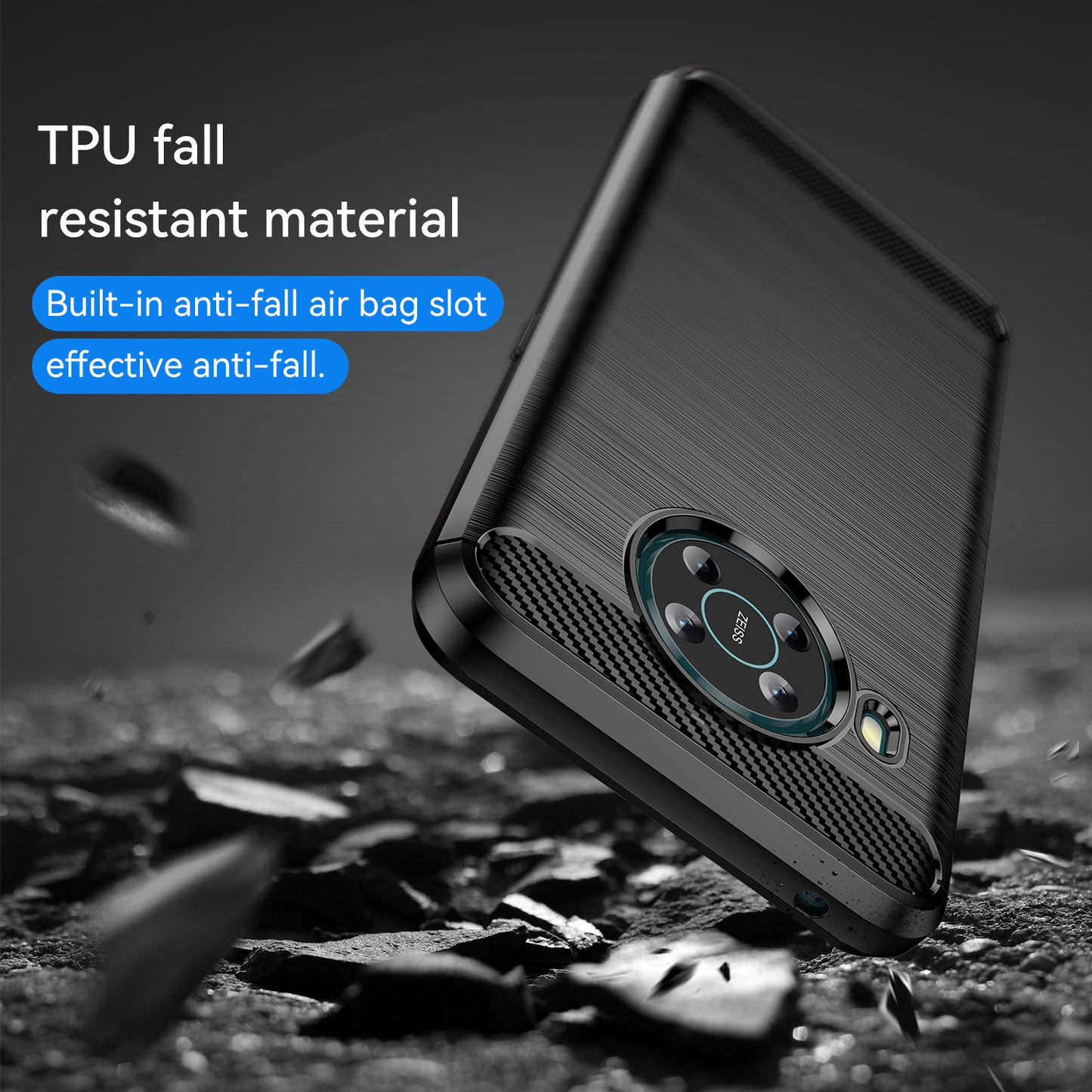 1.8mm Shockproof Protection Brushed Surface TPU Case Carbon Fiber Texture Phone Back Protector Cover for Nokia X100