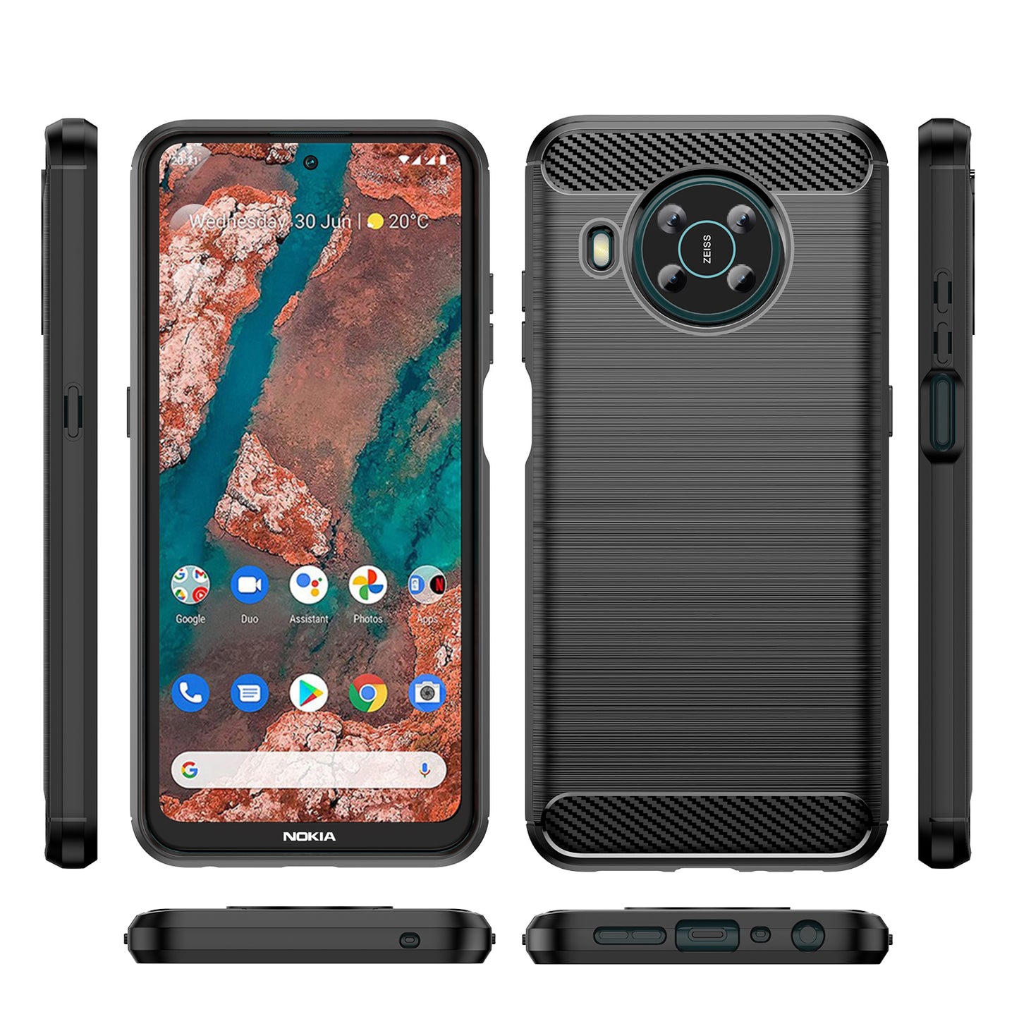 1.8mm Shockproof Protection Brushed Surface TPU Case Carbon Fiber Texture Phone Back Protector Cover for Nokia X100