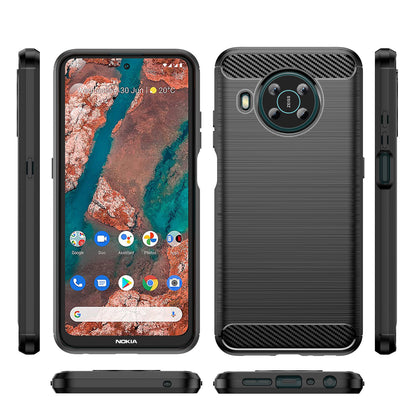 1.8mm Shockproof Protection Brushed Surface TPU Case Carbon Fiber Texture Phone Back Protector Cover for Nokia X100
